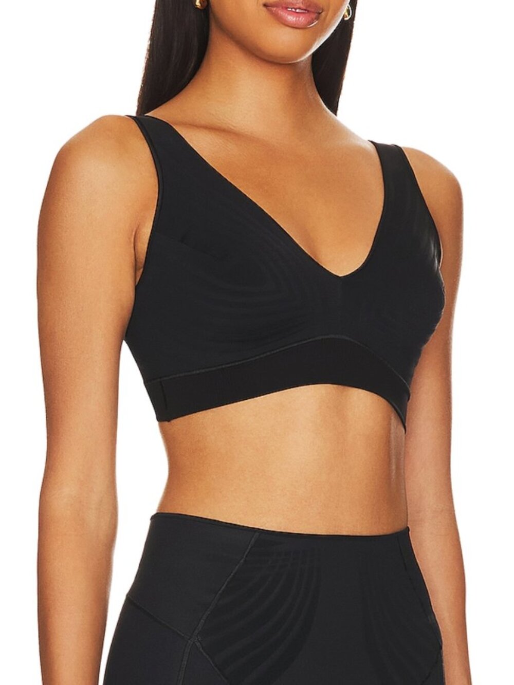 SPANX Haute Contour V Neck Wireless Smooth Cup Seamless Bra SMALL Black NWT